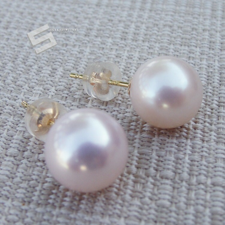 Real Pearls in 18KT Gold Stud Earrings 8-9MM 10-11MM AAA - Etsy