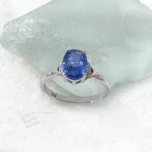Natural Sapphire And Diamonds Gold Ring, Certified Cornflower Blue Sapphire In 14KT Solid Gold Engagement Ring, Sapphire Promise Ring