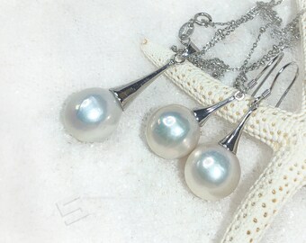 Black Sea Pazzaglia Orecchini A Leva Con Perle Di Conchiglia Dei Mari Del Sud - Diametro 8-16mm, Naturali, Senza Nichel, Fatti A Mano Orecchini Conchiglia - Foto 6