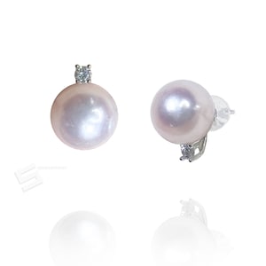 Japanese Akoya Pearls Silver Earrings, 8.5-9 AA Grade Saltwater Akoya Cultured Pearls In Sterling Silver Earrings, South sea pearl Earrings