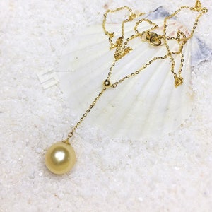 Golden Pearl & 18KT Gold Necklace 11.5MM Authentic Golden - Etsy