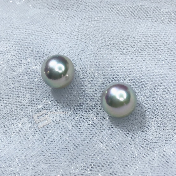 GRIGIO) NUOVI Orecchini Con Perle Grigie Akoya AAA Da 10-11 Mm - Foto 10