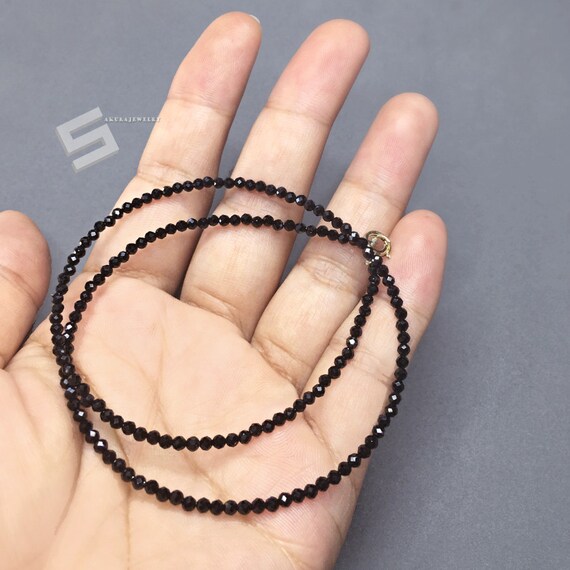 Delicate Black Spinel and Gold Filled or Silver Clasp Choker Tiny