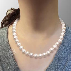Real Pearls Gold Clasp Necklace, AA Grade 9-10MM, 10-11MM Freshwater Cultured Pearls And 14KT Solid Gold Hand Knotted Necklace