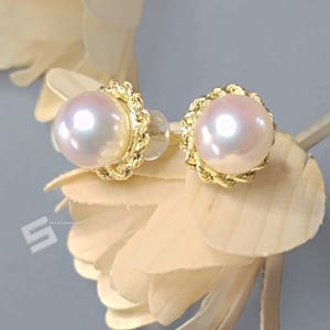 Genuine Akoya Pearls in Gold Earrings 8-8.5MM AAA Grade Akoya - Etsy