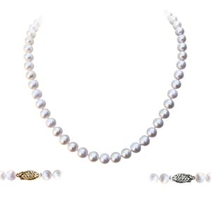 AAA Grade Pearls And14K Gold Necklace, Freshwater Cultured Pearls In Solid Gold Clasp Necklace, Real Pearl Necklace, Bridal Necklace