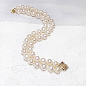 Double Strand Pearl Bracelet AA Grade Cultured Pearls & 14K - Etsy