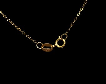 18KT Solid Gold Chain Necklace, 1.1MM 18K Solid Yellow Gold Necklace, 16", 18" Long