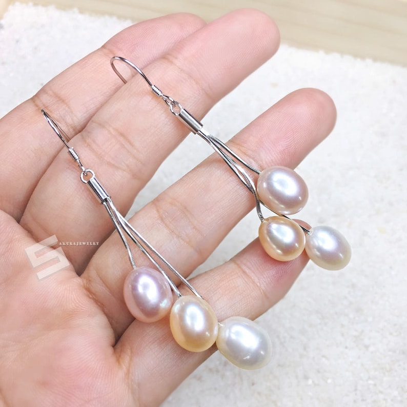 Pearl Earrings Real Pearls in Sterling Silver Earrings Etsy