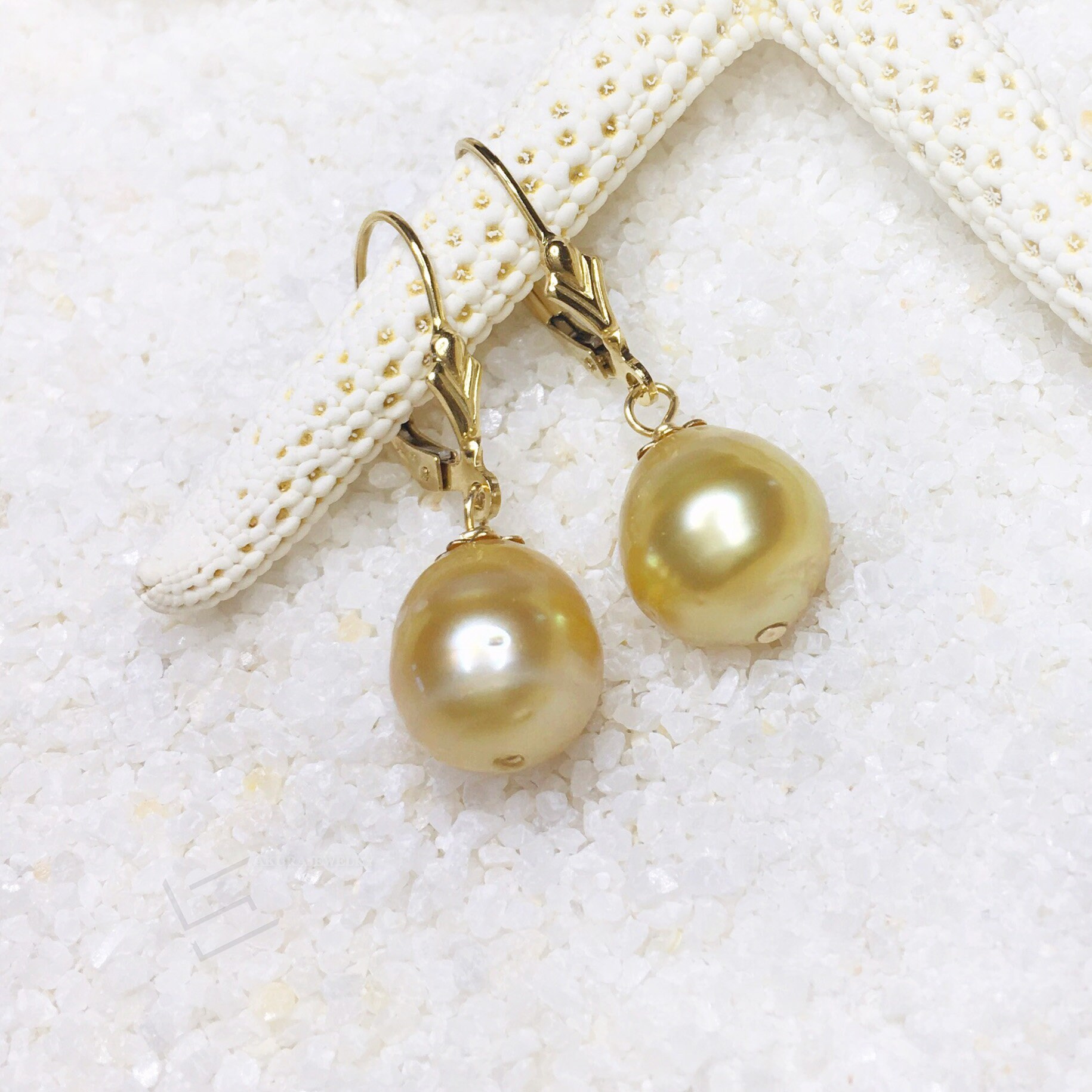 Authentic Golden Pearls & 14KT Gold Filled Earrings 9-11MM - Etsy