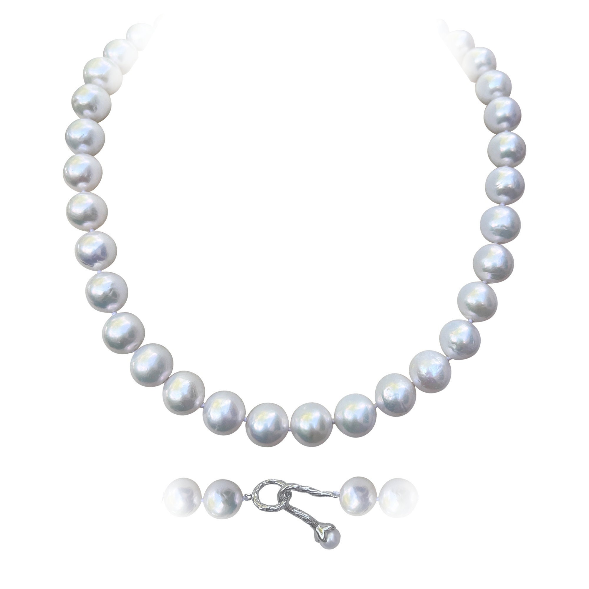 11-12mm AA+ Gradefreshwater Pearl Necklace, Sterling Silver Toggle