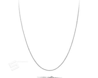 25 Zoll lange, in Italien gefertigte Halskette aus massiven Silberkugeln, 2 mm breite Sterlingsilberkette