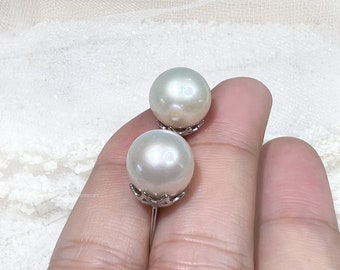 GRIGIO) NUOVI Orecchini Con Perle Grigie Akoya AAA Da 10-11 Mm - Foto 7