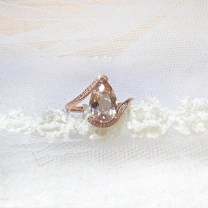 2.5W. Morganite And Diamonds Halo Ring, Earth Mine Morganite In14KT Solid Rose Gold Engagement Ring, Pink Morganite Promise Ring