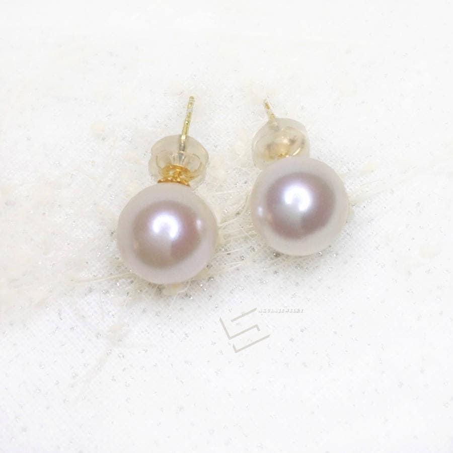 8.5-9MM Akoya Pearls in Gold Earring Studs AAA Grade Japanese - Etsy