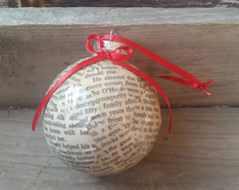 Gone with the Wind book pages Christmas ornament, vintage Gone with the Wind