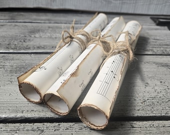 Vintage scrolls, music scrolls, vintage sheet music scrolls, vintage music scrolls, music ephemera, paper scrolls, music scrolls vintage