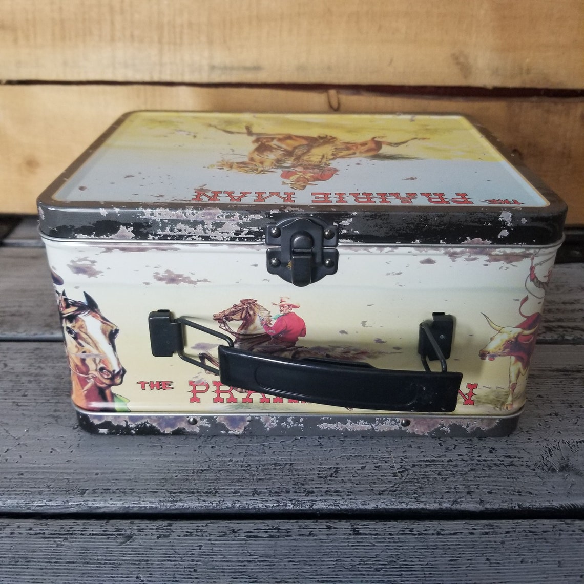 Western lunch box vintage metal western lunch box Prairie Etsy
