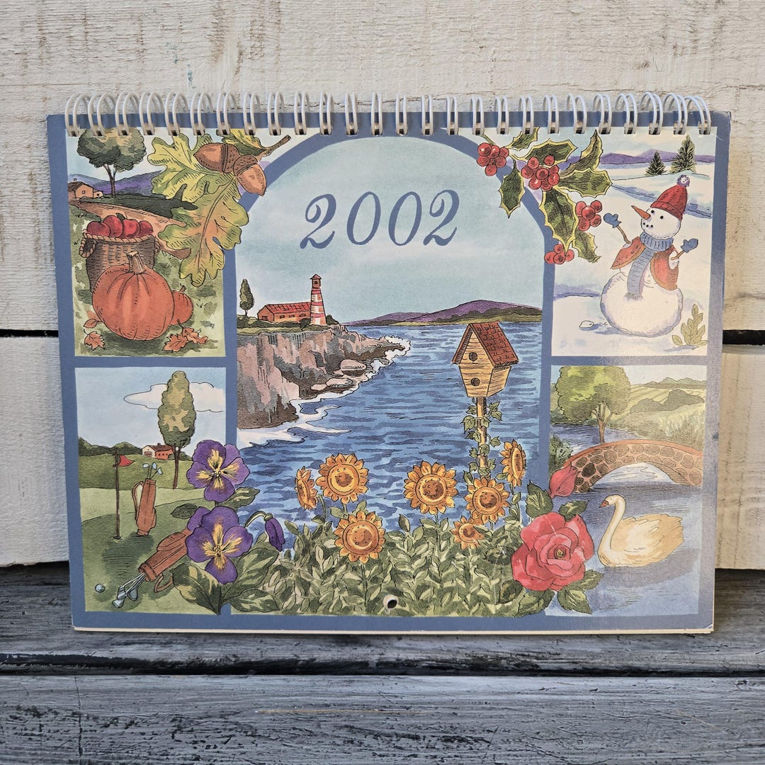 2002 Wall Calendar, Vintage Calendar 2002, Photo Calendar 2002
