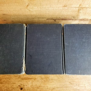 Navy blue book set, tattered book set, distressed books navy blue, blue book set vintage, antique blue books image 10