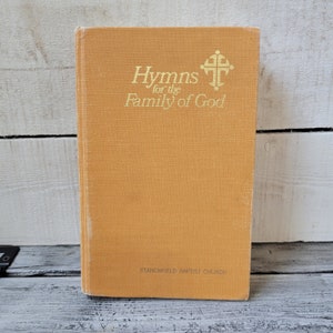 Vintage hymnal (1), yellow orange hymnal book, Hymns for the Family of God, 1970s hymnal, vintage gospel book, church hymnal book vintage