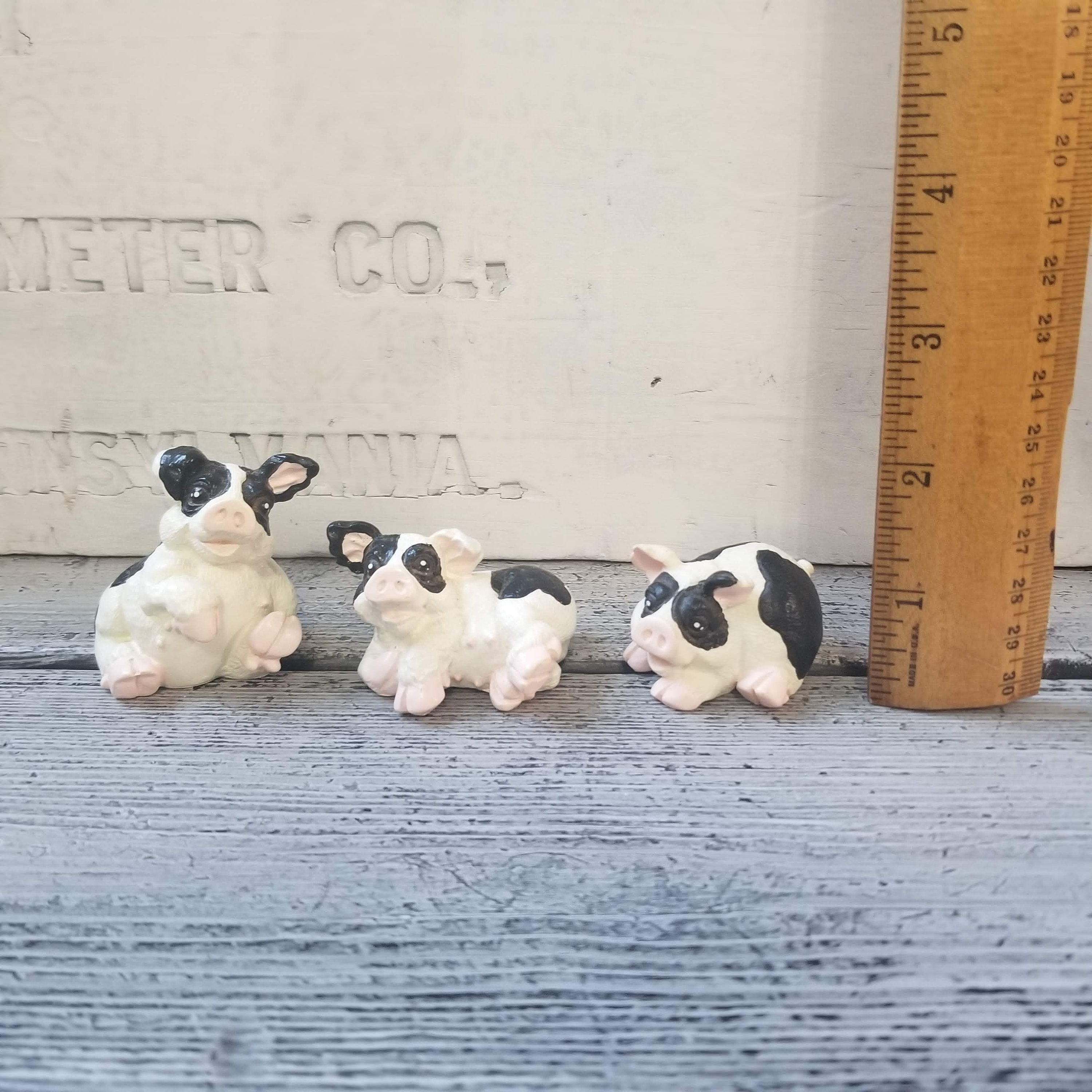 Vintage resin cow figure set of 3 small cow collectible cow Etsy