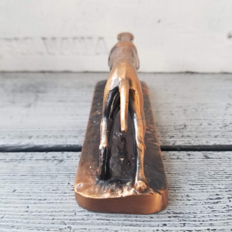 bronze greyhound Vintage greyhound small dog lover gift copper greyhound greyhound paperweight greyhound figure greyhound collectible