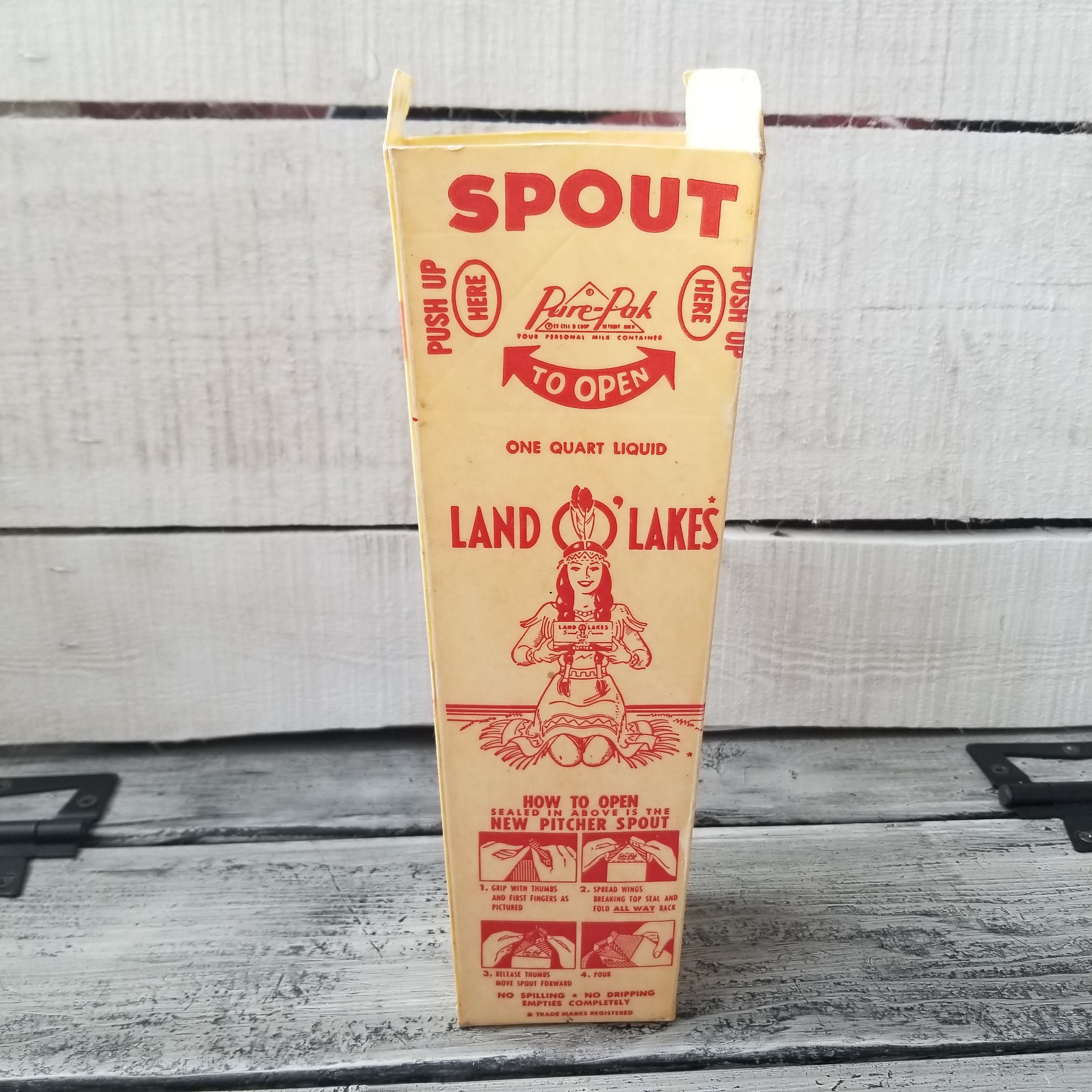 Home & Living vintage collectible Land O Lakes carton milk carton Land O Lakes waxed milk carton