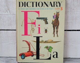 Vintage Golden Dictionary, vintage children's dictionary, Golden dictionary F L, Golden dictionary volume 3, kids picture dictionary vintage