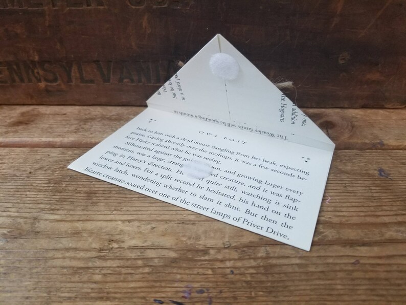 Owl post envelope Harry Potter book page envelope letter by | Etsy
