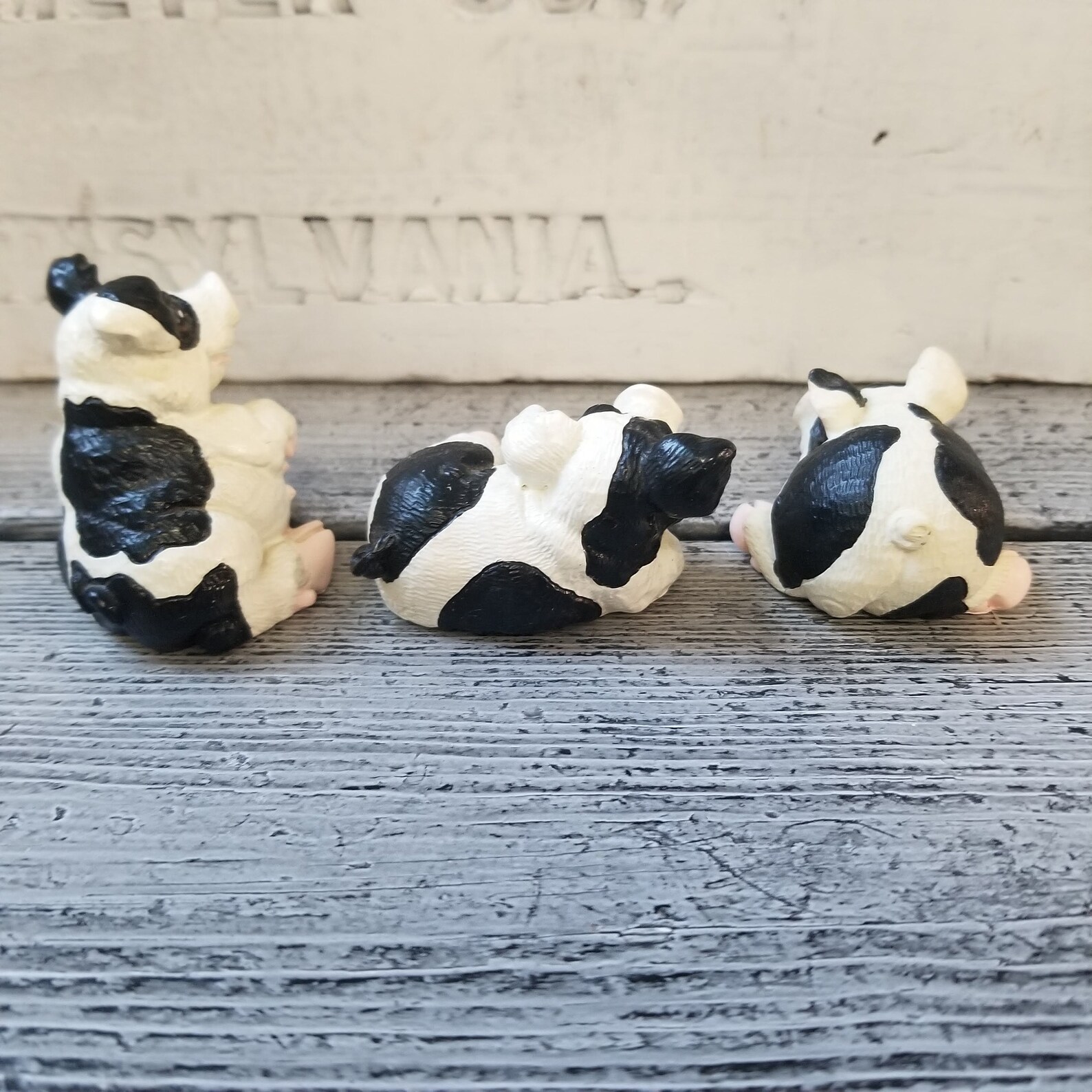 Vintage resin cow figure set of 3 small cow collectible cow Etsy