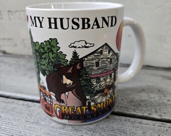 I love my husband mug vintage, coffee mug for husband, gift for hubby, Great Smoky Mountains mug, vintage mug, Smoky Mountains souvenir