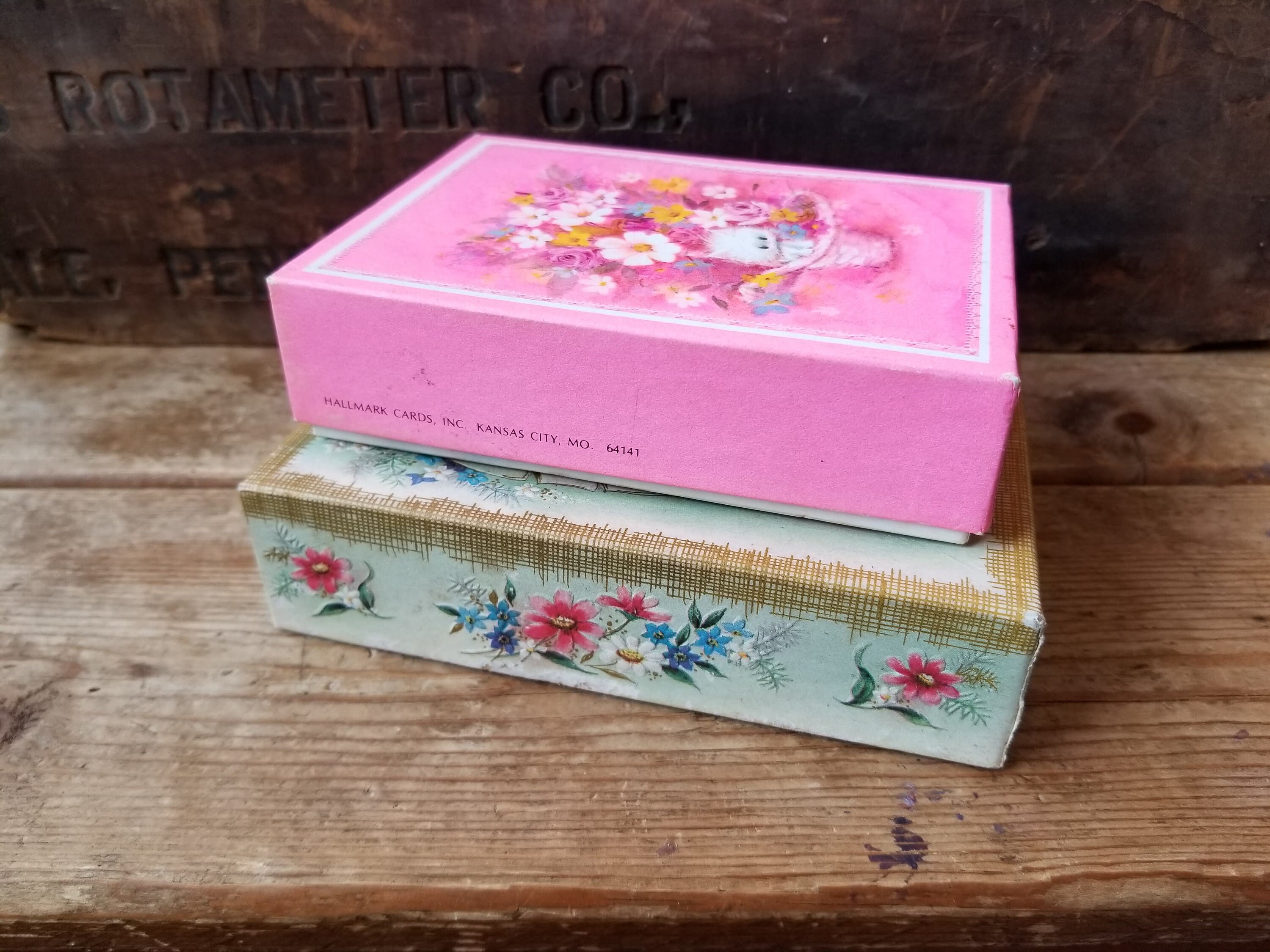 Vintage card boxes set of 2 vintage note box Hallmark box Etsy
