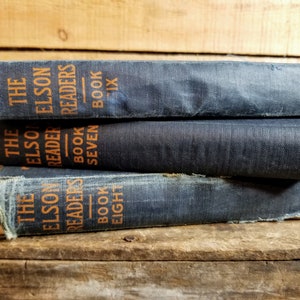 Navy blue book set, tattered book set, distressed books navy blue, blue book set vintage, antique blue books image 4