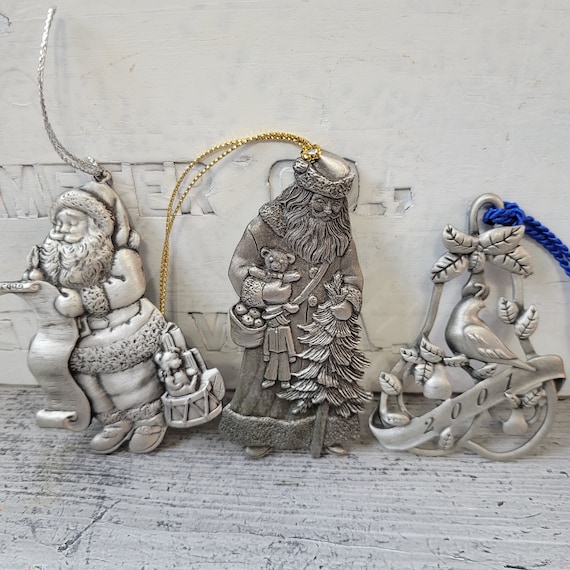 Vintage Avon Pewter Ornament Lot Avon Christmas Ornament Set Etsy