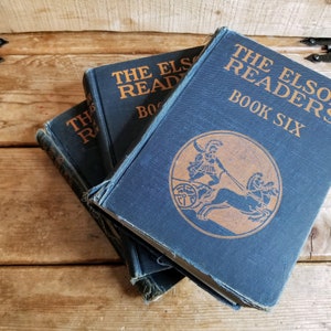 Navy blue book set, tattered book set, distressed books navy blue, blue book set vintage, antique blue books image 2