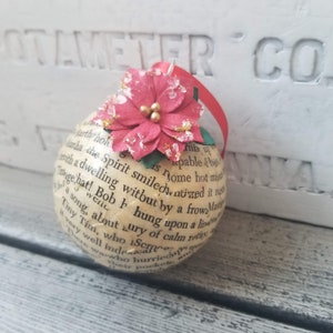A Christmas Carol book page Christmas ornament, vintage Christmas Carol by Charles Dickens ornament, upcycled book ornament, Dickens