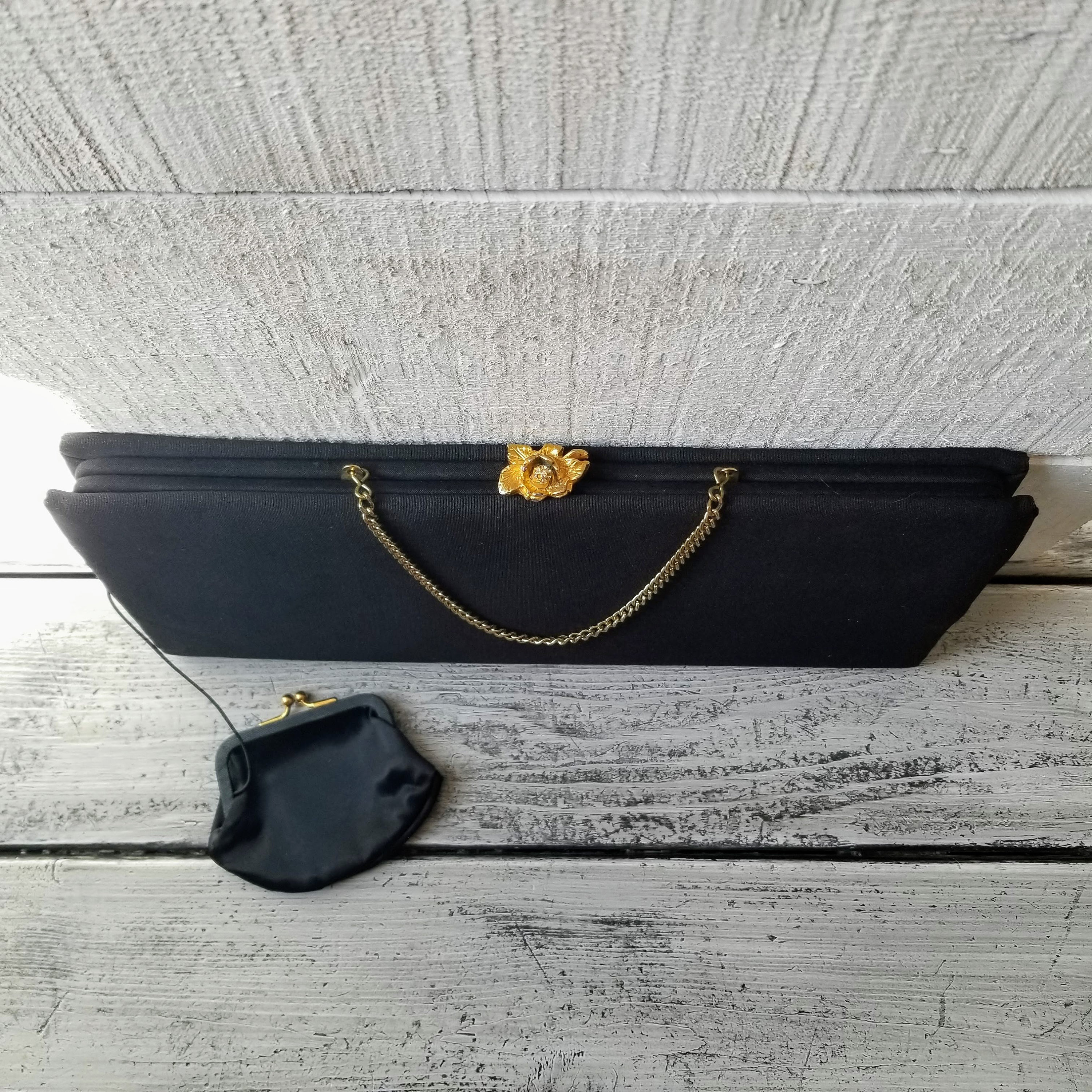 After Five Black Clutch Purse Vintage After Five Purse Black Etsy