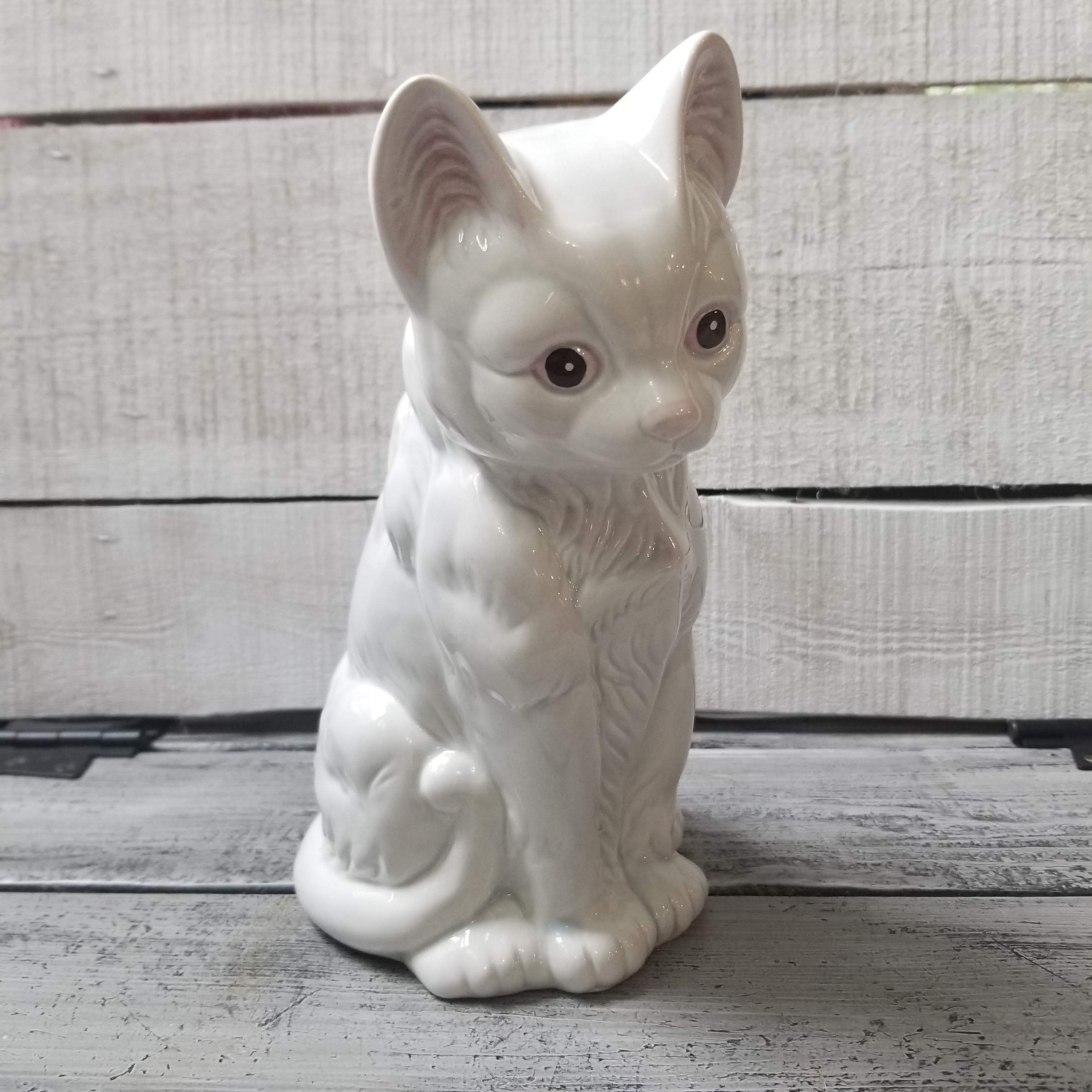 Cat collectible vintage large white cat vintage ceramic cat Etsy