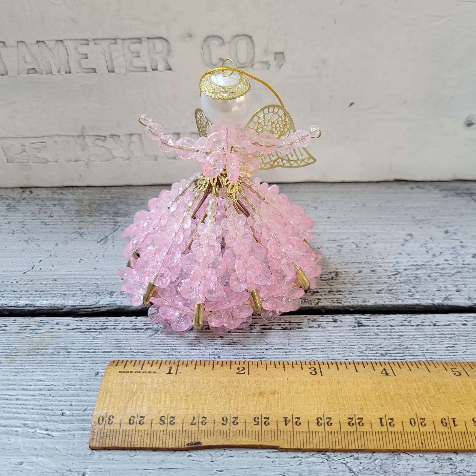Vintage Beaded Angel, Pink Beaded Angel Ornament Vintage, Bead and ...
