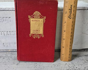 Antique Romola by George Eliot book 1922, antique red book, rare Romola book, rare George Eliot book 1922, small red book 1920's Romola