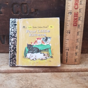 Little Little Golden book, Four Little Kittens Little Golden book 15, vintage Golden book, tiny Golden book, miniature Little Golden book