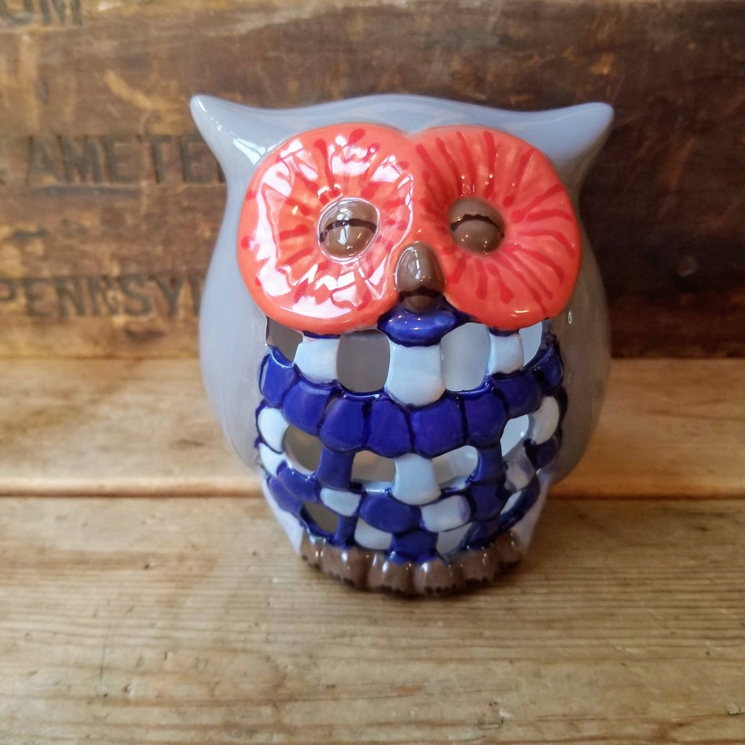 Owl Candle Holder Vintage, Ceramic Owl Candle Holder, Vintage Owl