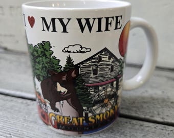 I love my wife mug vintage, coffee mug for wife, gift for wife, Great Smoky Mountains mug, vintage wife mug, Smoky Mountains souvenir mug