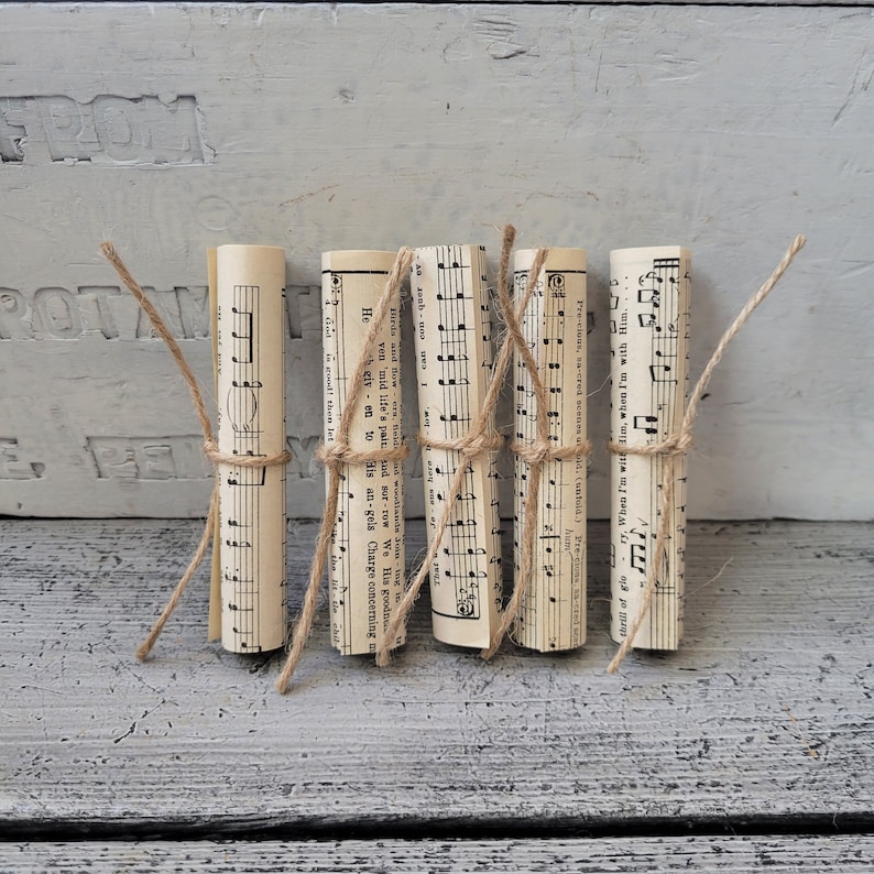 Vintage Mini Scrolls 5, Small Music Scrolls, Vintage Small Sheet Music ...