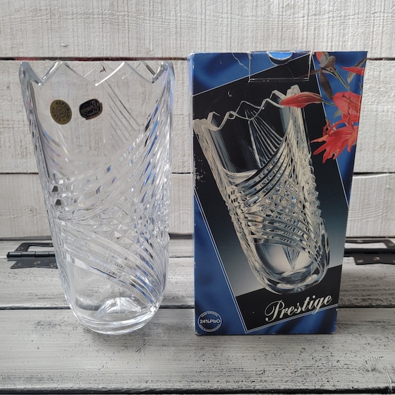 Bohemia crystal vase vintage Tsjechi 24 PbO lead crystal vaas
