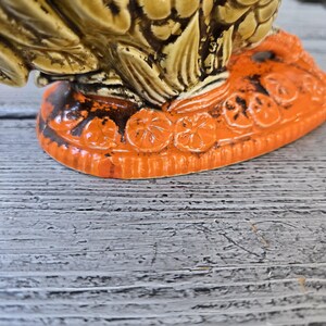 Vintage ceramic rooster set, Inarco Japan chicken, mustard yellow and orange rooster set Japan, retro chicken decor, vintage large roosters image 9