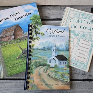 Vintage cookbook set of 3, vintage cookbooks from churches, workplace and community, church binder cookbooks, 1990&#39;s ring binder cookbooks