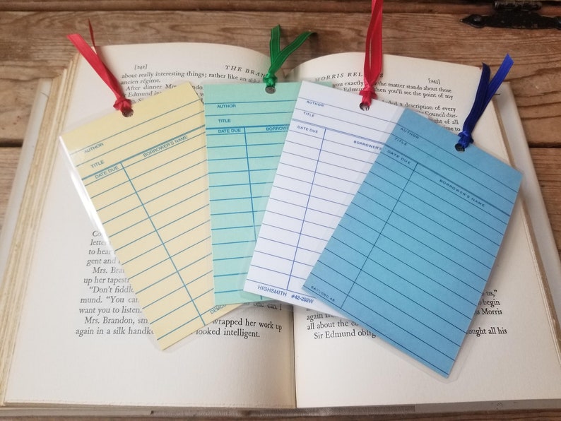 Library Checkout Card Bookmarks Set of 4 Vintage Blank Etsy