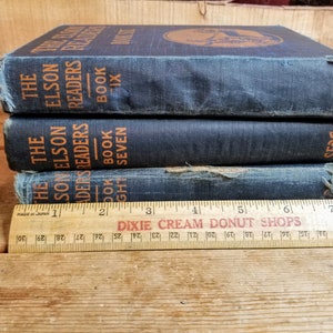 Navy blue book set, tattered book set, distressed books navy blue, blue book set vintage, antique blue books image 3